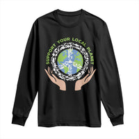 Earth Day Support Your Local Planet Long Sleeve Shirt Peace Sign Animals