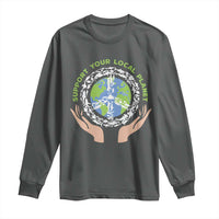Earth Day Support Your Local Planet Long Sleeve Shirt Peace Sign Animals