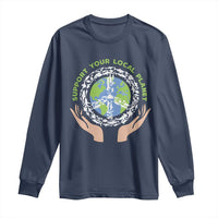 Earth Day Support Your Local Planet Long Sleeve Shirt Peace Sign Animals