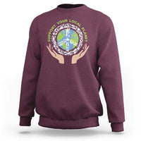 Earth Day Support Your Local Planet Sweatshirt Peace Sign Animals