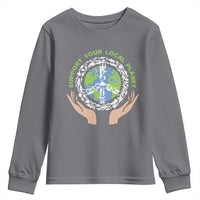 Earth Day Support Your Local Planet Youth Sweatshirt Peace Sign Animals