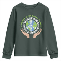 Earth Day Support Your Local Planet Youth Sweatshirt Peace Sign Animals
