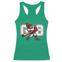 Go Cardinal Playing Baseball Graphic Racerback Tank Top for Sports Fan