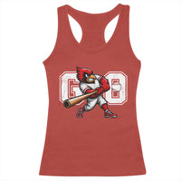 Go Cardinal Playing Baseball Graphic Racerback Tank Top for Sports Fan