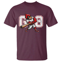 Go Cardinal Playing Baseball Graphic T Shirt for Sports Fan
