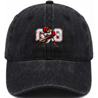 Go Cardinal Playing Baseball Graphic Washed Cotton Baseball Cap for Sports Fan