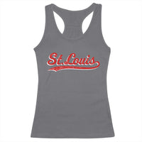 St Louis Sports Script Retro Baseball Lovers Proud City Racerback Tank Top