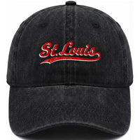 St Louis Sports Script Retro Baseball Lovers Proud City Washed Cotton Baseball Cap