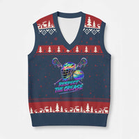 Respect The Crease Lacrosse Drip V-Neck Knit Sweater Vest Funny Lax Goalie