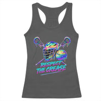 Respect The Crease Lacrosse Drip Racerback Tank Top Funny Lax Goalie