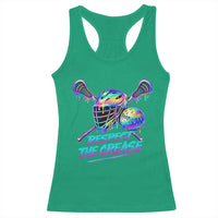 Respect The Crease Lacrosse Drip Racerback Tank Top Funny Lax Goalie