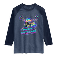 Respect The Crease Lacrosse Drip Raglan Shirt Funny Lax Goalie