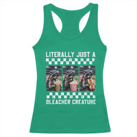 Baseball Raccoon Literally Just a Bleacher Creature Racerback Tank Top Funny Trash Panda At Ballfield