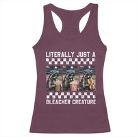 Baseball Raccoon Literally Just a Bleacher Creature Racerback Tank Top Funny Trash Panda At Ballfield