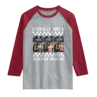 Baseball Raccoon Literally Just a Bleacher Creature Raglan Shirt Funny Trash Panda At Ballfield