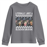 Baseball Raccoon Literally Just a Bleacher Creature Youth Sweatshirt Funny Trash Panda At Ballfield