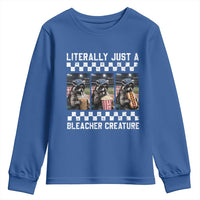 Baseball Raccoon Literally Just a Bleacher Creature Youth Sweatshirt Funny Trash Panda At Ballfield