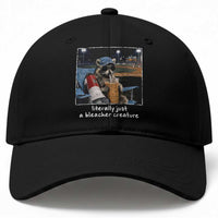 Baseball Raccoon Literally Just a Bleacher Creature Baseball Cap Funny Trash Panda Drinking Iced Coffee Ballfield