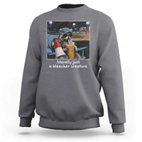 Baseball Raccoon Literally Just a Bleacher Creature Sweatshirt Funny Trash Panda Drinking Iced Coffee Ballfield