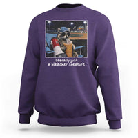 Baseball Raccoon Literally Just a Bleacher Creature Sweatshirt Funny Trash Panda Drinking Iced Coffee Ballfield