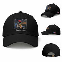 Baseball Raccoon I Live Here Now Baseball Cap Funny Trash Panda Eating Hot Dog Ballfield