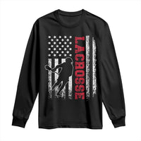 Lacrosse American Flag Lax Men 4th of July Long Sleeve Shirt