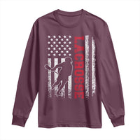 Lacrosse American Flag Lax Men 4th of July Long Sleeve Shirt