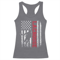 Lacrosse American Flag Lax Men 4th of July Racerback Tank Top