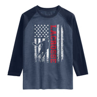 Lacrosse American Flag Lax Men 4th of July Raglan Shirt