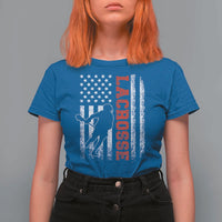Lacrosse American Flag Lax Men 4th of July T Shirt For Women