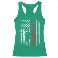 Lacrosse American Flag Lax Women 4th of July Racerback Tank Top
