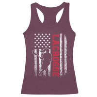Lacrosse American Flag Lax Women 4th of July Racerback Tank Top