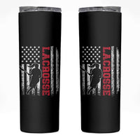 Lacrosse American Flag Lax Women 4th of July Skinny Tumbler