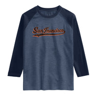 San Francisco Sports Script Retro Baseball Lovers Proud City Raglan Shirt