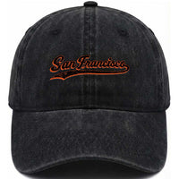 San Francisco Sports Script Retro Baseball Lovers Proud City Washed Cotton Baseball Cap