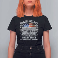 Omaha Beach D Day 81 ST Anniversary Honor History Normandy T Shirt For Women American Flag WWII