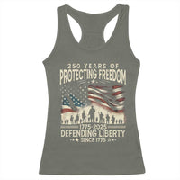 250 Years Of Protecting Freedom Defending Liberty Since 1775 Racerback Tank Top US Military Army Birthday
