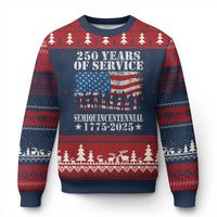 250 Years Of Service Semiquincentennial Ugly Christmas Sweater US Military Army Birthday American Flag - Wonder Print Shop