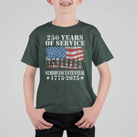 250 Years Of Service Semiquincentennial T Shirt For Kid US Military Army Birthday American Flag