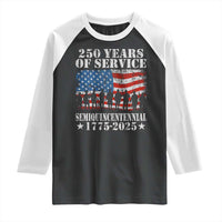 250 Years Of Service Semiquincentennial Raglan Shirt US Military Army Birthday American Flag