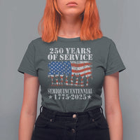 250 Years Of Service Semiquincentennial T Shirt For Women US Military Army Birthday American Flag
