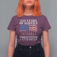 250 Years Of Service Semiquincentennial T Shirt For Women US Military Army Birthday American Flag