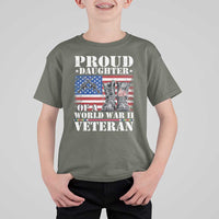 Proud Daughter Of A World War II Veteran T Shirt For Kid American Flag Army Boots - Wonder Print Shop