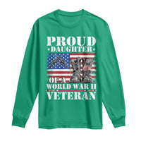 Proud Daughter Of A World War II Veteran Long Sleeve Shirt American Flag Army Boots - Wonder Print Shop