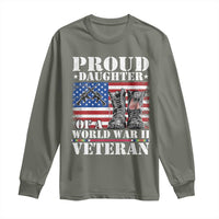 Proud Daughter Of A World War II Veteran Long Sleeve Shirt American Flag Army Boots - Wonder Print Shop
