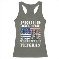 Proud Daughter Of A World War II Veteran Racerback Tank Top American Flag Army Boots - Wonder Print Shop
