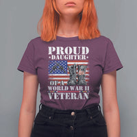 Proud Daughter Of A World War II Veteran T Shirt For Women American Flag Army Boots - Wonder Print Shop