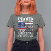 Proud Daughter Of A World War II Veteran T Shirt For Women American Flag Army Boots - Wonder Print Shop