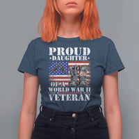 Proud Daughter Of A World War II Veteran T Shirt For Women American Flag Army Boots - Wonder Print Shop