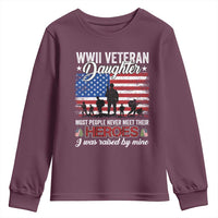 WWII Veteran Daughter Most People Never Meet Their Heroes I Was Raised By Mine Youth Sweatshirt American Flag - Wonder Print Shop